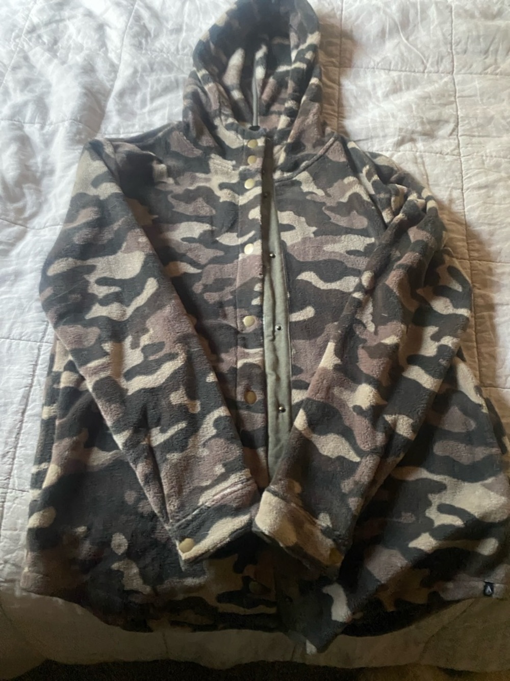 Volcom Brown and Olive Camo Fleece Hoodie